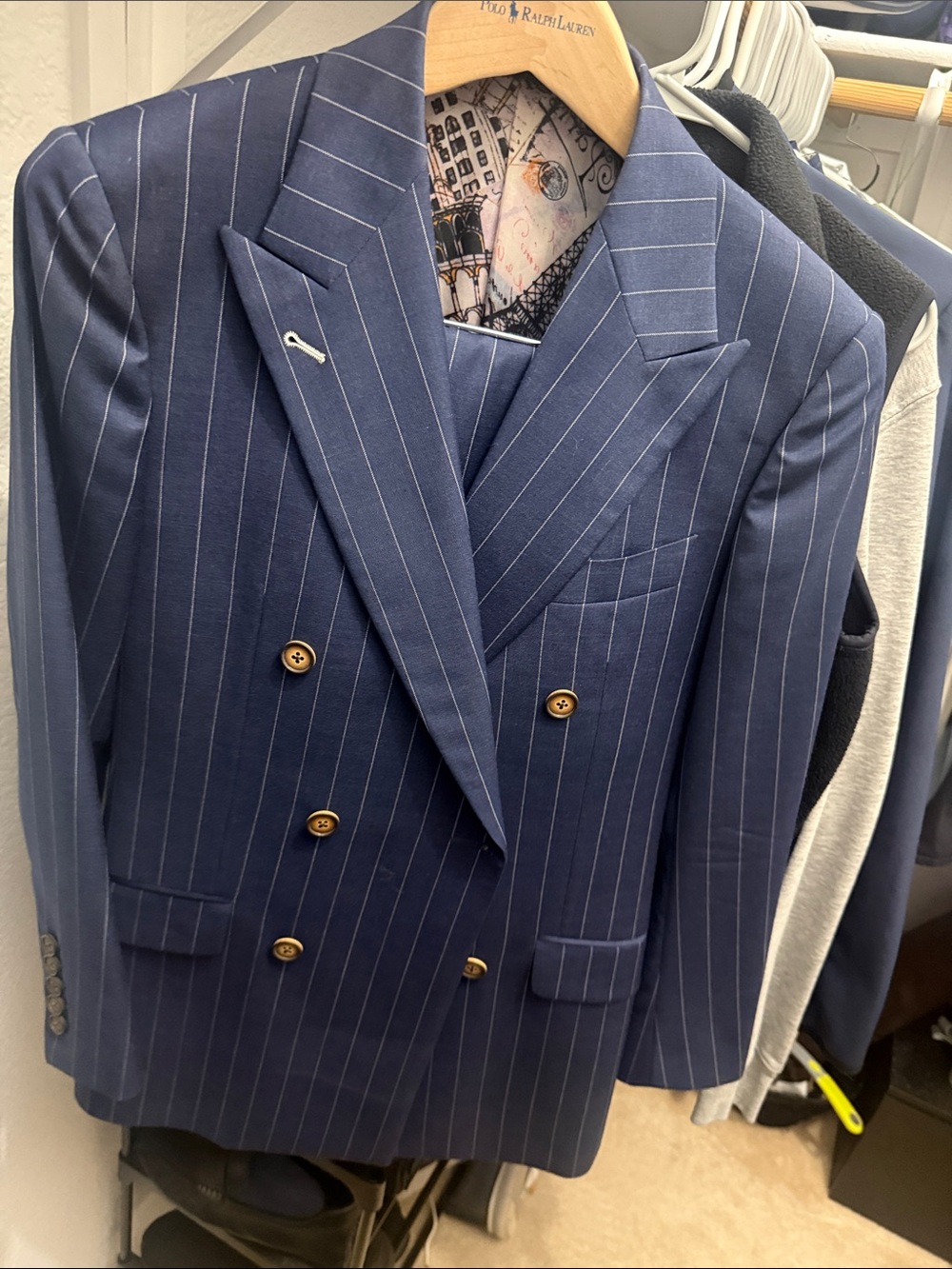 Navy Pinstripe Double-Breasted - bespoke custom